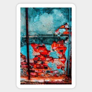 Red blue brick wall with lion profile Sticker